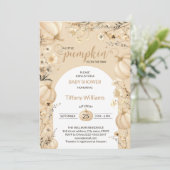Invitation Beige Pastel Aquarelle Citrouille automne fleurs s (Debout devant)