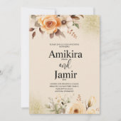 Invitation Beige Pêche Dreamy Aquarelle Mariage Floral (Devant)