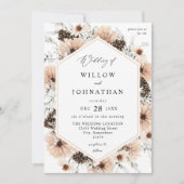 Invitation Beige & Pine Bleu Russe Mariage (Devant)