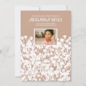 Invitation Beige, rose, blanc Fleurs sauvages Bat mitzvah (Devant)