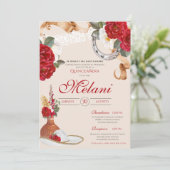 Invitation Beige rouge Elegant Rose Charro Mariachi Quinceane (Debout devant)
