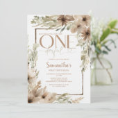 Invitation Beige Rustic Floral n'est pas elle magnifique anni (Debout devant)