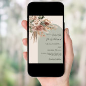 Invitation Beige sauge vert rose pampas herbe arche mariage