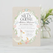 Invitation Beige Silly Goose Floral En vichy fête d'anniversa (Debout devant)