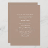 Invitation Beige Taupe Chaud avec Mariage blanc Détails (Devant / Derrière)
