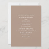 Invitation Beige Taupe Chaud avec Mariage blanc Détails (Devant)