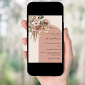 Invitation Beige taupe rose pampas herbe arche mariage