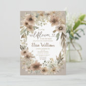 Invitation Beige Un petit Baby shower Fleur sauvage (Debout devant)