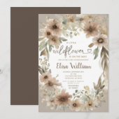 Invitation Beige Un petit Baby shower Fleur sauvage (Devant / Derrière)