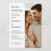 Invitation Beige Wedding Elopement Minimal Photo  (Devant)