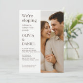 Invitation Beige Wedding Elopement Minimal Photo  (Debout devant)
