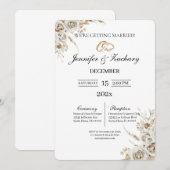 Invitation Beige with bouquet wedding  (Devant / Derrière)