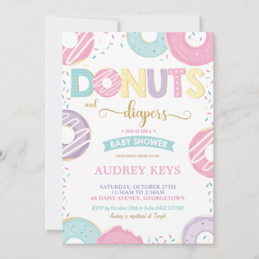 Invitation Beignet de douche de bébé de butées toriques et de (Devant)