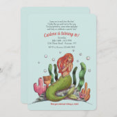 Invitation Bel anniversaire de sirène (Devant / Derrière)