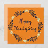 Invitation Bel Bon thanksgiving avec Feuilles Cercle (Devant / Derrière)