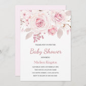 Invitation Bel Elégant Baby shower Rose Blush (Devant / Derrière)