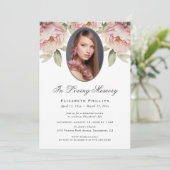 Invitation Bel service de Mémorial photo rose vif rose (Debout devant)