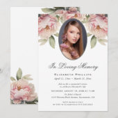 Invitation Bel service de Mémorial photo rose vif rose (Devant / Derrière)