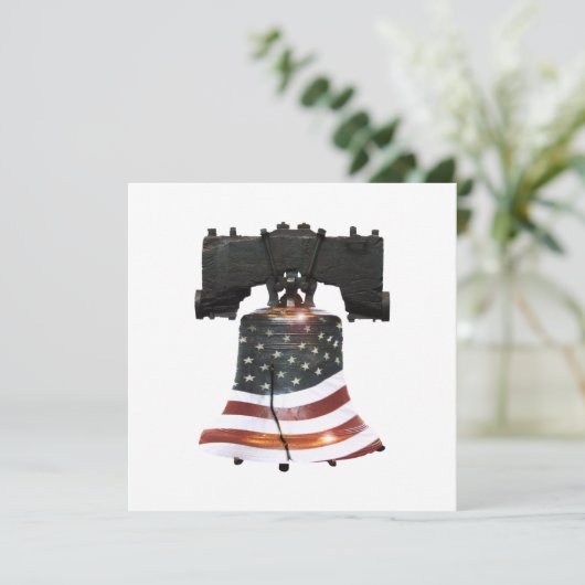 Invitation Bell Liberty, drapeau américain (Debout devant)