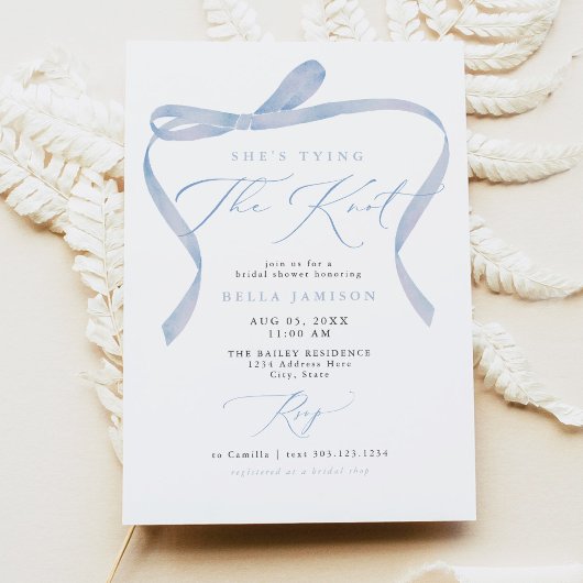 Invitation BELLA Blue Bow She's Tying the Knot Fête des marié
