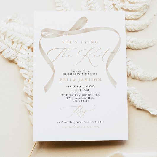 Invitation BELLA Ivory Bow She's Tying the Knot Fête des mari