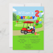 Invitation Belle 2e anniversaire Red Golf Cart Boy's (Devant)