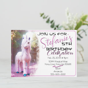 Invitation Belle 3D Spirit Unicorn Pony 16 Anniversaire Invit