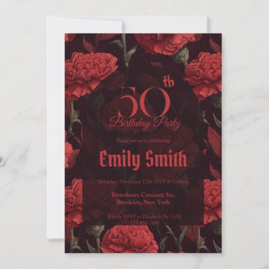 Invitation Belle Accent Œillet 30e Anniversaire (Devant)