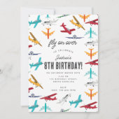 Invitation Belle Anniversaire de enfant de l'avion volez sur (Devant)