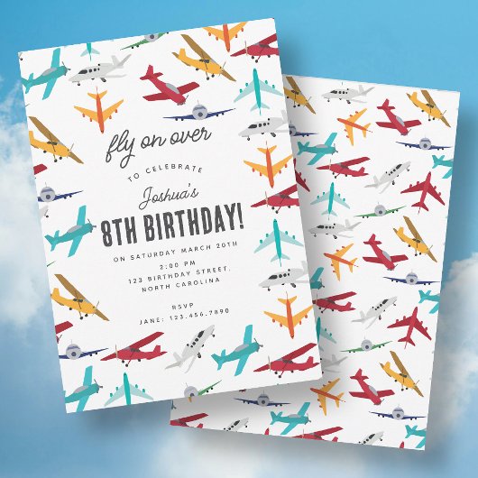 Invitation Belle Anniversaire de enfant de l'avion volez sur