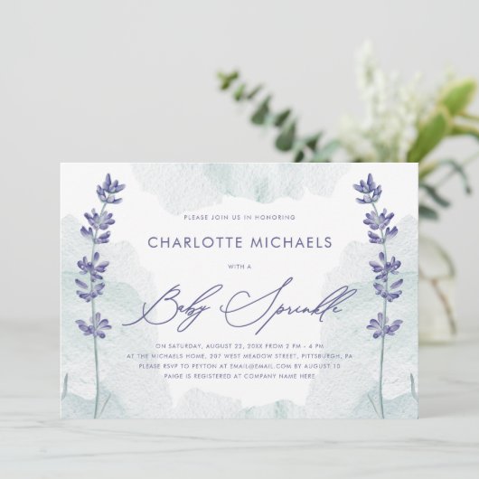 Invitation Belle aquarelle avec jolie aspersion de script béb (Debout devant)