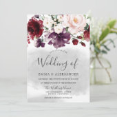 Invitation Belle Aquarelle Bleue Mariage botanique (Debout devant)