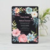 Invitation Belle aquarelle colorée Mariage floral (Debout devant)