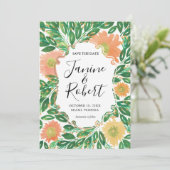 Invitation Belle aquarelle de fleurs Peinture Enregistrer la  (Debout devant)