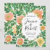 Invitation Belle aquarelle de fleurs Peinture Enregistrer la  (Devant / Derrière)