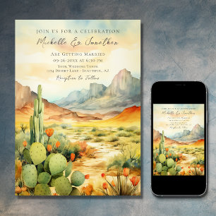 Invitation Belle aquarelle Desert Cactus Mariage