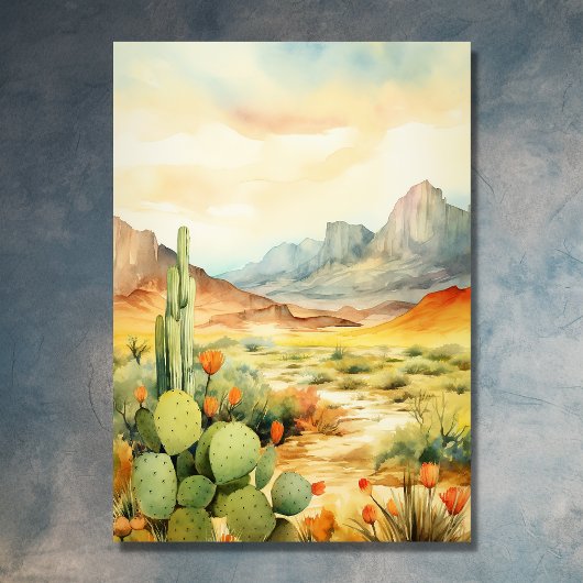 Invitation Belle aquarelle Desert Cactus Mariage