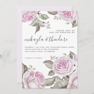Invitation Belle Aquarelle Douce violet Rose Mariage