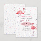 Invitation Belle aquarelle Flamant rose rose (Devant / Derrière)