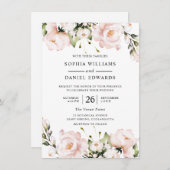 Invitation Belle aquarelle Fleurs Mariage élégant (Devant / Derrière)