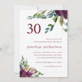 Invitation Belle aquarelle Florale 30e anniversaire (Devant)