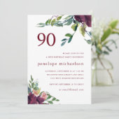 Invitation Belle aquarelle Florale 90e anniversaire (Debout devant)