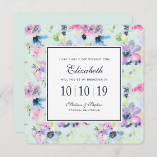 Invitation Belle aquarelle florale en pastel - demoiselle