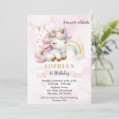 Invitation Belle aquarelle florale licorne Anniversaire (Debout devant)
