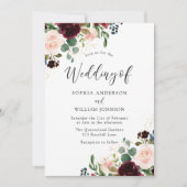 Invitation Belle aquarelle florale Mariage Bourgogne (Devant)