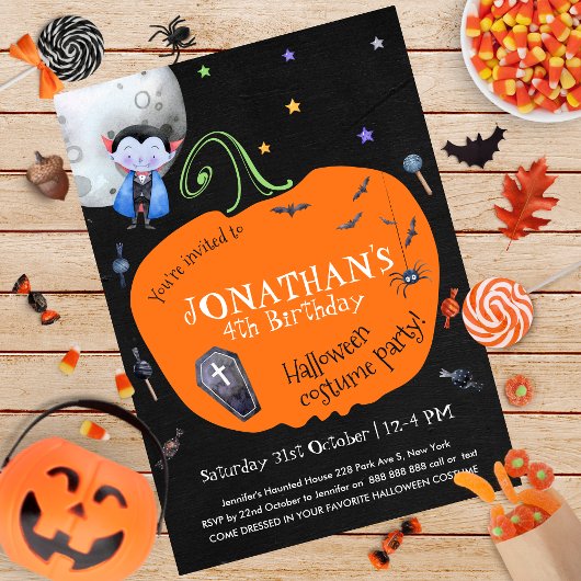 Invitation Belle Aquarelle Halloween Costume pour enfants