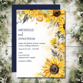 Invitation Belle aquarelle Mariage floral de tournesol