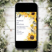 Invitation Belle aquarelle Mariage floral de tournesol