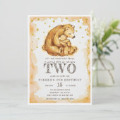 Invitation Belle aquarelle Ours Anniversaire 2ème anniversair (Debout devant)