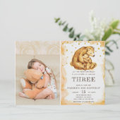 Invitation Belle aquarelle Ours Anniversaire Photo (Debout devant)